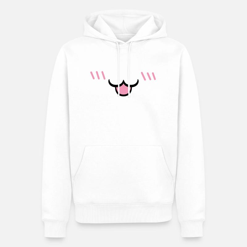 00254 Chat rougissant bouche ouverte - Sweat à capuche Premium bio Homme - blanc