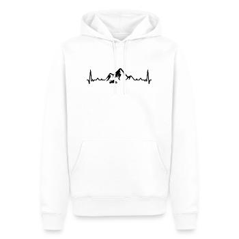 Heartbeat-Berg 1 und Motorrad - (MOTORRAD) - Männer Premium Bio Hoodie - Weiß - Vorne - Nico (187cm)