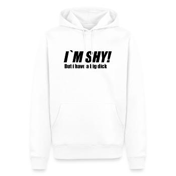 Im shy but i have a big dick - Männer Premium Bio Hoodie - Weiß - Vorne - Nico (187cm)
