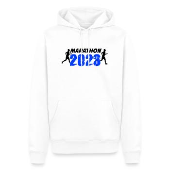 Marathon 2023 - Männer Premium Bio Hoodie - Weiß - Vorne - Nico (187cm)