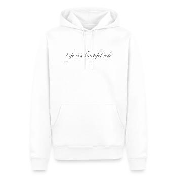 Slogan 1 - Männer Premium Bio Hoodie - Weiß - Vorne - Nico (187cm)