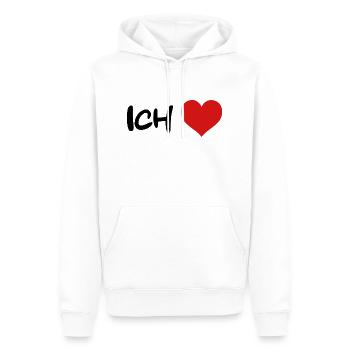 Ich Liebe dein Text personalisierbar - Männer Premium Bio Hoodie - Weiß - Vorne - Nico (187cm)