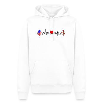Cardio heart avec drapeau des États-Unis et drapeau de la Floride - Sweat à capuche Premium bio Homme - blanc - Devant - Nico (187cm)