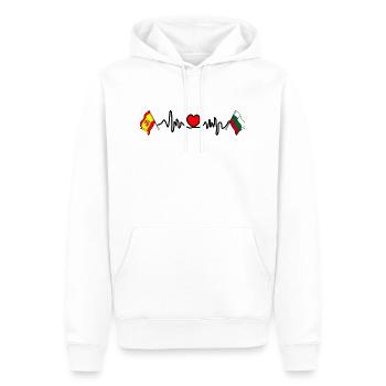 Cardio cardiaque avec Flag Espagne, Bulgarie - Sweat à capuche Premium bio Homme - blanc - Devant - Nico (187cm)