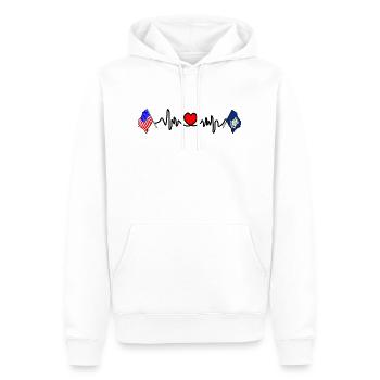 Cardio heart with USA flag and Connecticut flag - Men’s Premium Organic Hoodie - white - Front - Nico (187cm)