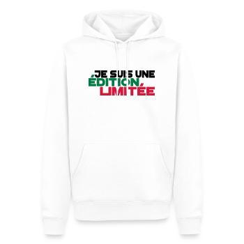 je suis une édition limitée,message,drôle - Sweat à capuche Premium bio Homme - blanc - Devant - Nico (187cm)