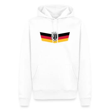 GERMANY DEUTSCHLAND BRUST STREIFEN 4 STERNE - Männer Premium Bio Hoodie - Weiß - Vorne - Nico (187cm)
