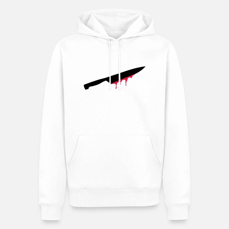 messer, klinge, blut, - Männer Premium Bio Hoodie - Weiß