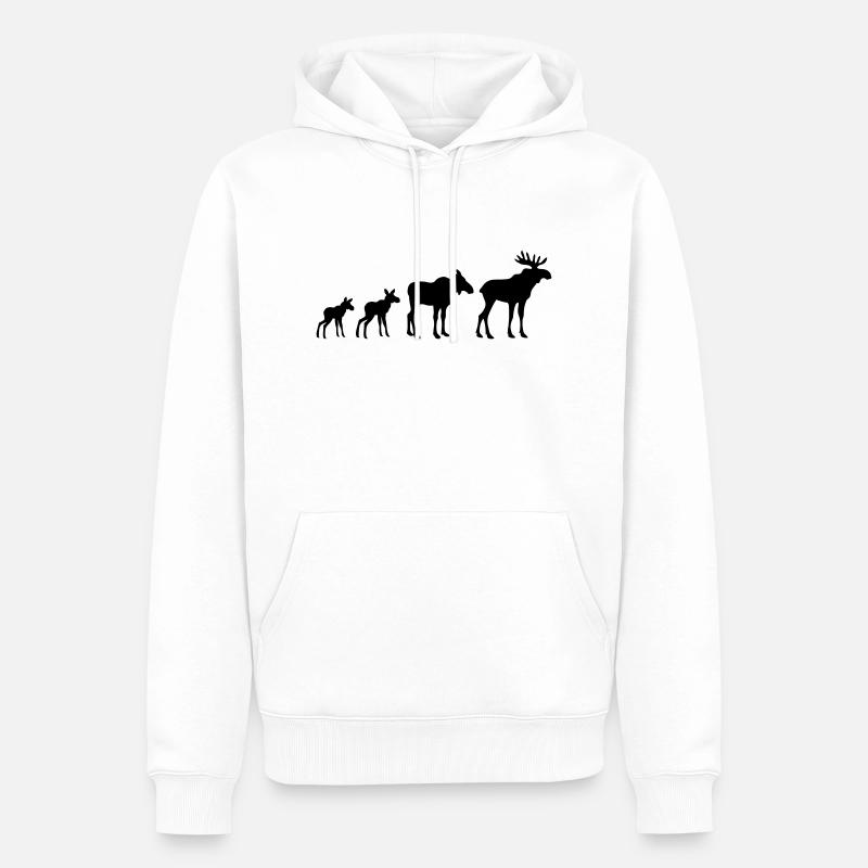 Évolution des wapitis - Sweat à capuche Premium bio Homme - blanc