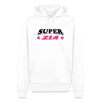 Super zia 111 - Men’s Premium Organic Hoodie - white - Front - Nico (187cm)
