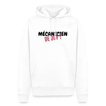 mécanique / mécanicien / mécano / garage - Sweat à capuche Premium bio Homme - blanc - Devant - Nico (187cm)