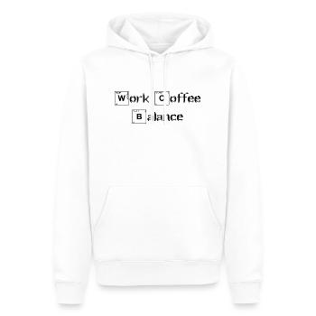Work Coffee Balance Dictaage Travail Café Anglais - Sweat à capuche Premium bio Homme - blanc - Devant - Nico (187cm)