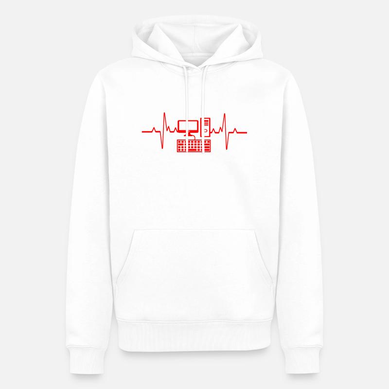 Herzschlag PC Gamer Computer Programmierer - Männer Premium Bio Hoodie - Weiß