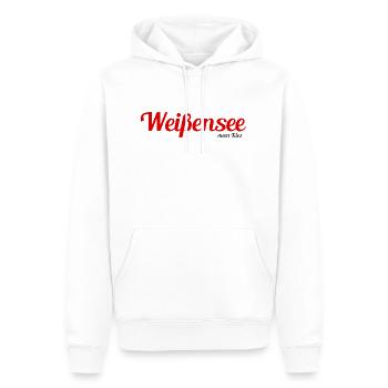 Berlin Weißensee - Meen Kiez - berlinerisch - Männer Premium Bio Hoodie - Weiß - Vorne - Nico (187cm)