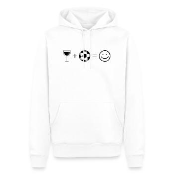 Wein Smile Face und Fußball - - Männer Premium Bio Hoodie - Weiß - Vorne - Nico (187cm)