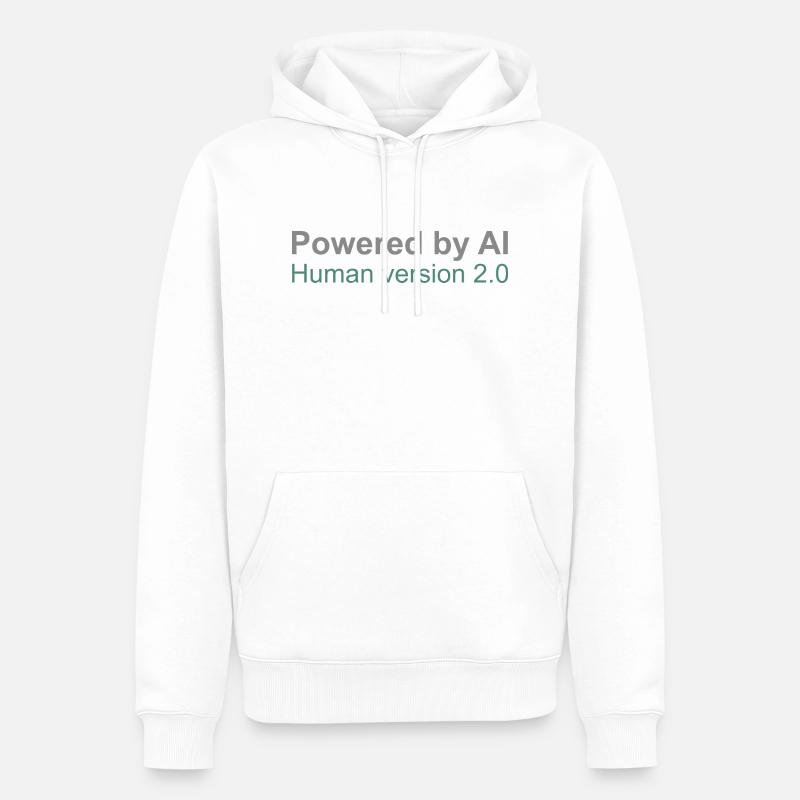 Powered by AI: Human Version 2.0 - Männer Premium Bio Hoodie - Weiß