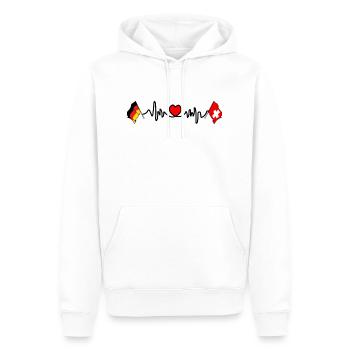 Cardio heart Flag Germany and flag Switzerland - Men’s Premium Organic Hoodie - white - Front - Nico (187cm)