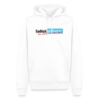 Endlich verbieten - Du weißt schon wen! - Männer Premium Bio Hoodie - Weiß - Vorne - Nico (187cm)