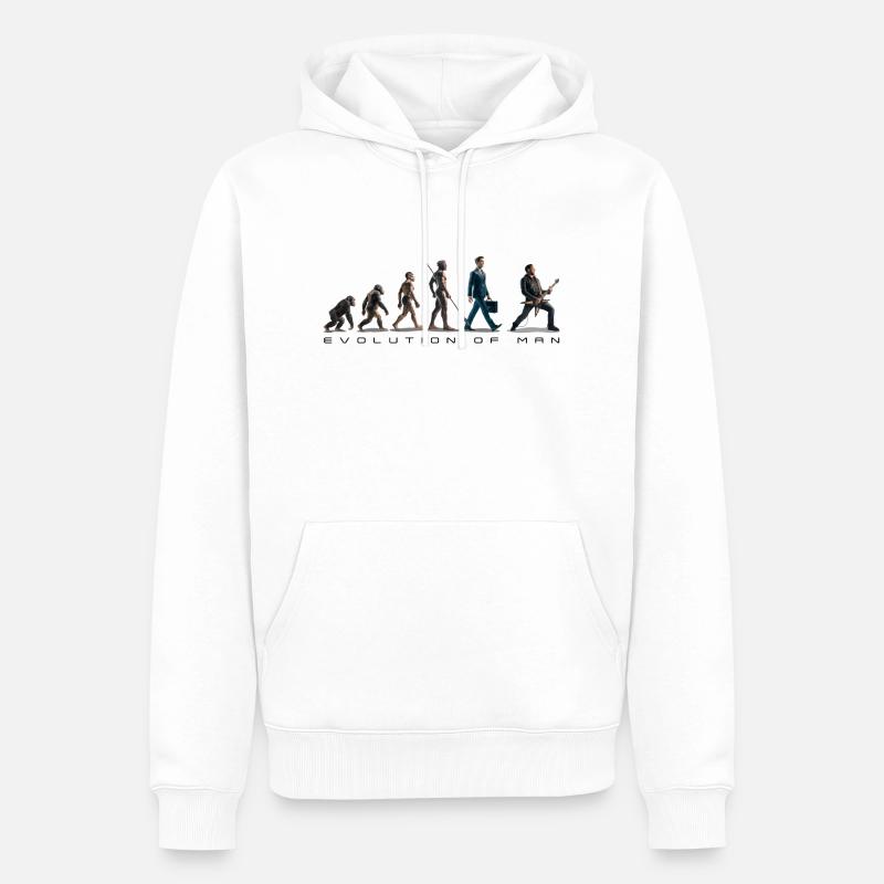 Evolution Guitariste 06 2024 3 - Sweat à capuche Premium bio Homme - blanc