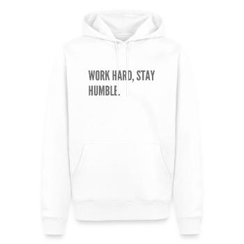 Work hard, stay humble. - Men’s Premium Organic Hoodie - white - Front - Nico (187cm)