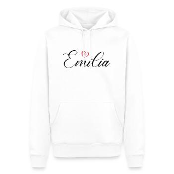 Emilia Nom Coeur - Sweat à capuche Premium bio Homme - blanc - Devant - Nico (187cm)