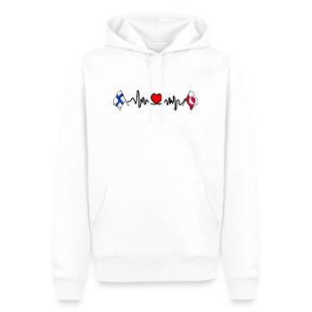 Cardio heart Flag Finland, flag Greenland - Men’s Premium Organic Hoodie - white - Front - Nico (187cm)