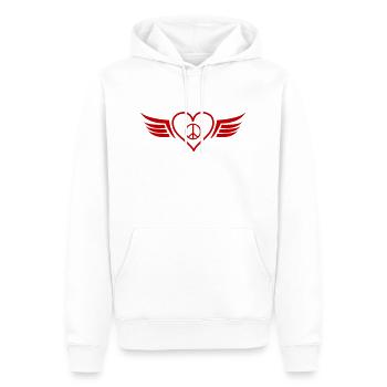 Cœur Ailes Paix - Sweat à capuche Premium bio Homme - blanc - Devant - Nico (187cm)