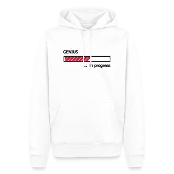 Genius in Progress Ladebalken Loading Bar - Männer Premium Bio Hoodie - Weiß - Vorne - Nico (187cm)