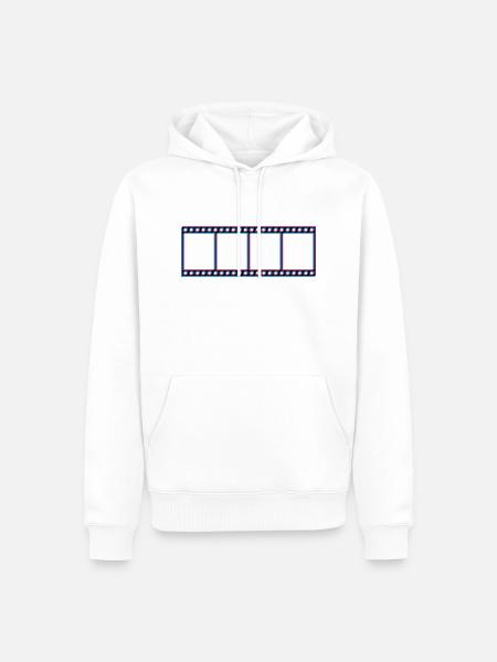 3d movie film reel video movie cinema look watch - Men’s Premium Organic Hoodie - white