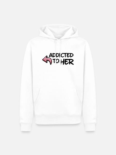 addicted to her - Männer Premium Bio Hoodie - Weiß