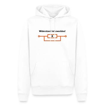 Widerstand ist zwecklos! - Männer Premium Bio Hoodie - Weiß - Vorne - Nico (187cm)