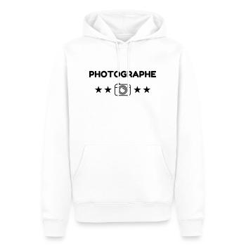Fotograf / Fotografie / Bild / Video - Männer Premium Bio Hoodie - Weiß - Vorne - Nico (187cm)