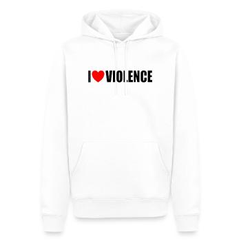 I love violence - Männer Premium Bio Hoodie - Weiß - Vorne - Nico (187cm)