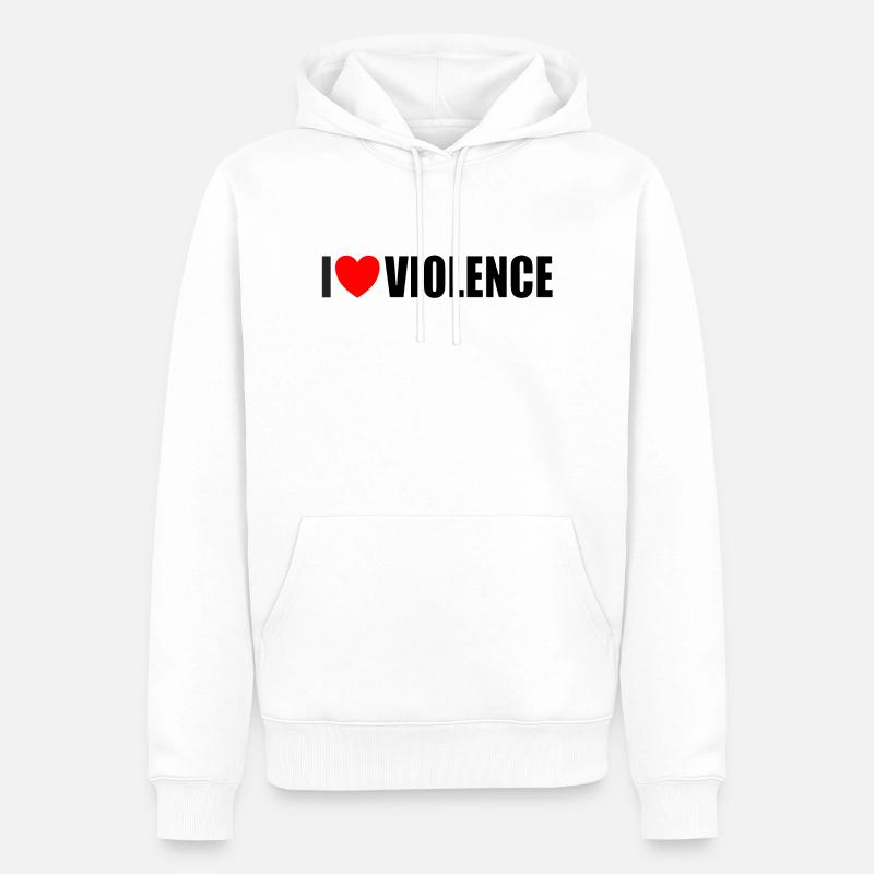 J'aime la violence - Sweat à capuche Premium bio Homme - blanc