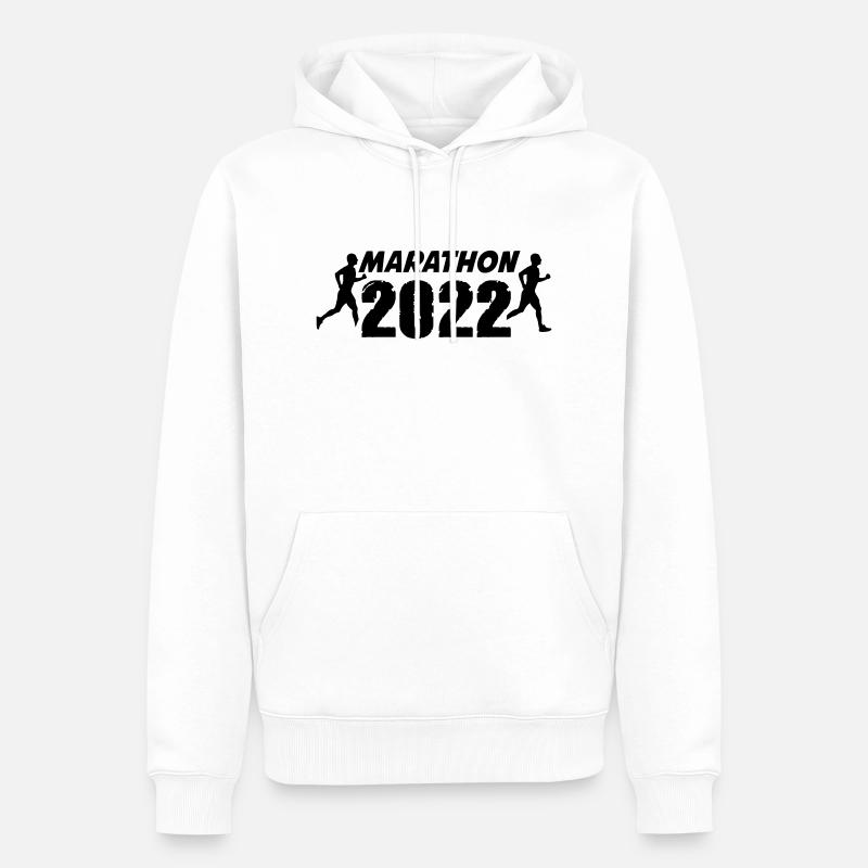 Marathon 2022 - Sweat à capuche Premium bio Homme - blanc