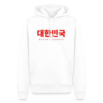 Corée Corée du Sud Coréen - Sweat à capuche Premium bio Homme - blanc - Devant - Nico (187cm)