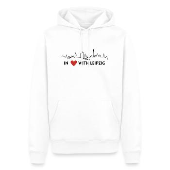 In love with Leipzig - schwarz - Männer Premium Bio Hoodie - Weiß - Vorne - Nico (187cm)