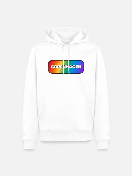 COPENHAGEN RAINBOW HAPPY PRIDE - Men’s Premium Organic Hoodie - white