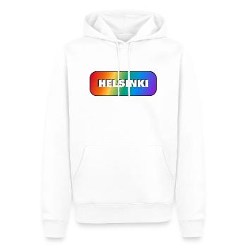 HELSINKI PRIDE GAY FLAG REGENBOGEN - Männer Premium Bio Hoodie - Weiß - Vorne - Nico (187cm)