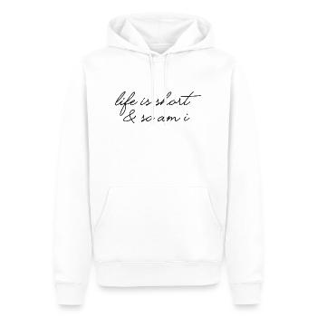 la vie est courte et drôle en disant vivre le style de vie - Sweat à capuche Premium bio Homme - blanc - Devant - Nico (187cm)