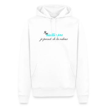 je ne vieillis pas je prend de la valeur humour - Sweat à capuche Premium bio Homme - blanc - Devant - Nico (187cm)