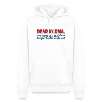 Dear Karma, I have a list of people 4 - Men’s Premium Organic Hoodie - white - Front - Nico (187cm)