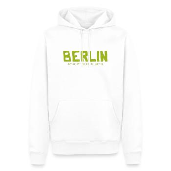 Berlin coordinates - Latitude - Longitude - Men’s Premium Organic Hoodie - white - Front - Nico (187cm)