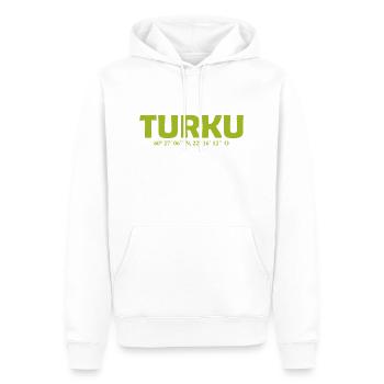 Turku Finland - Coordinates - Longitude - Latitude - Men’s Premium Organic Hoodie - white - Front - Nico (187cm)