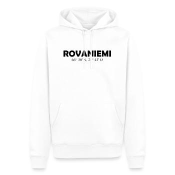Rovaniemi - Finlande - Coordonnées - Longitude - Sweat à capuche Premium bio Homme - blanc - Devant - Nico (187cm)