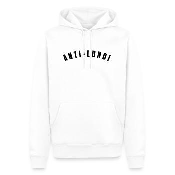 anti lundi - Sweat à capuche Premium bio Homme - blanc - Devant - Nico (187cm)