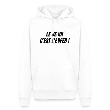 Le jeudi c'est l'enfer - Sweat à capuche Premium bio Homme - blanc - Devant - Nico (187cm)