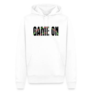 GAME ON schwarz - Männer Premium Bio Hoodie - Weiß - Vorne - Nico (187cm)