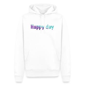Lyricsb"Happy day » en français - Sweat à capuche Premium bio Homme - blanc - Devant - Nico (187cm)