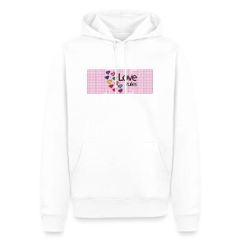 LoveRules - Men’s Premium Organic Hoodie - white - Front - Nico (187cm)